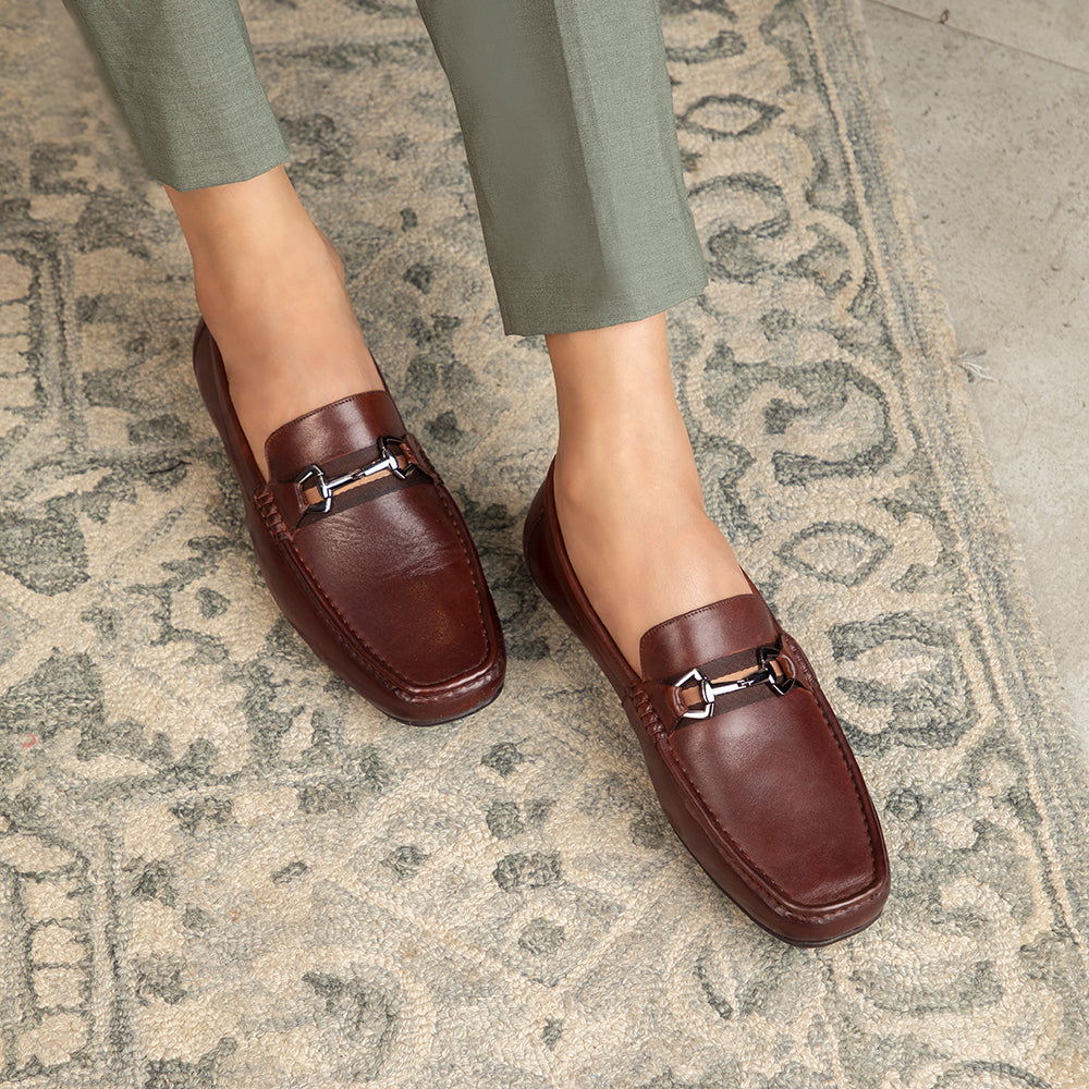 Tresmode-The Ondrive Brown Men's Leather Driving Loafers Tresmode-Tresmode