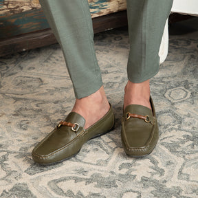Tresmode-The Porter-2 Green Men's Leather Loafers Tresmode-Tresmode