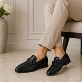 Tresmode Reden Black Men's Leather Loafers