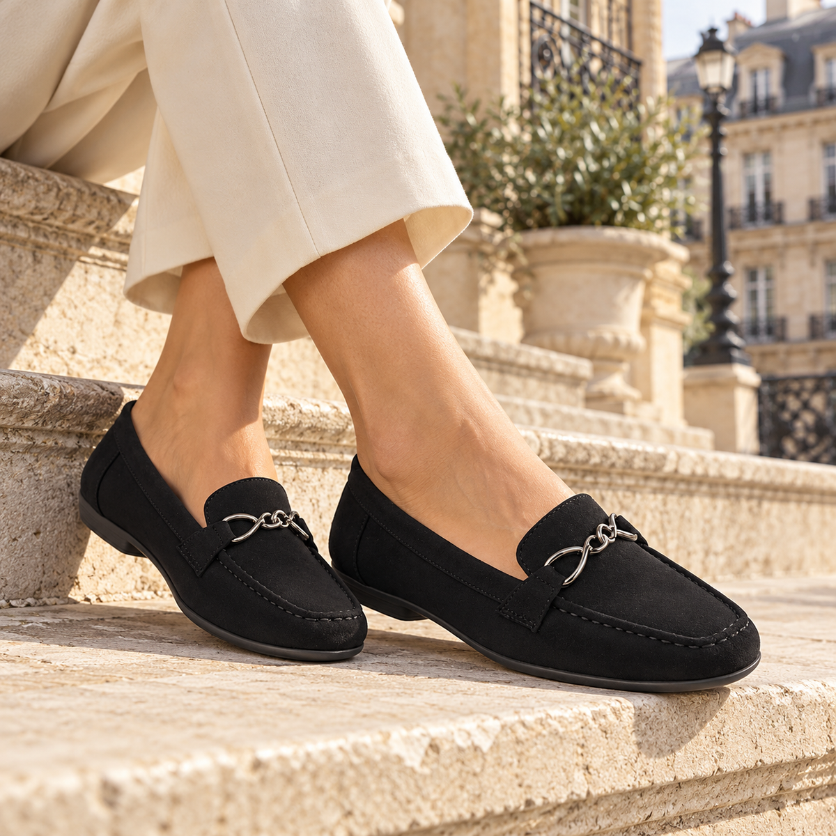 Tresmode Rogio Black Women's Casual Loafers