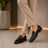 Tresmode Rope Black Men's Leather Loafers