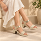 Tresmode Salwia Gold Women's Dress Block Heel Sandals