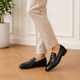 Tresmode Swed Black Men's Leather Loafers