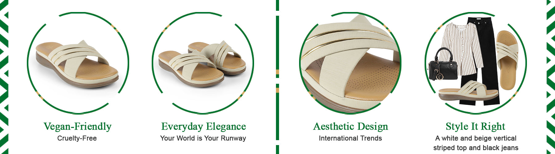 Tresmode Ballina Cream Women's Casual Small Wedge Sandals - A+ Content