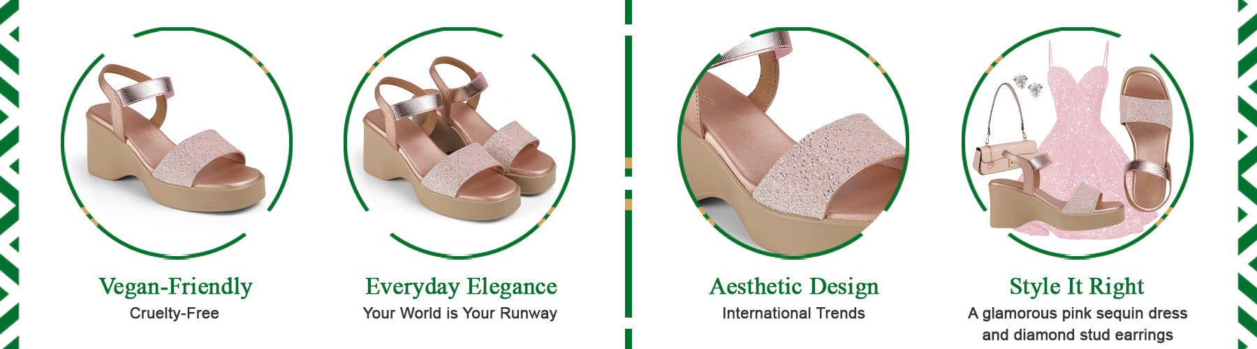 Tresmode Glit Champagne Women's Dress Wedge Sandals - A+ Content