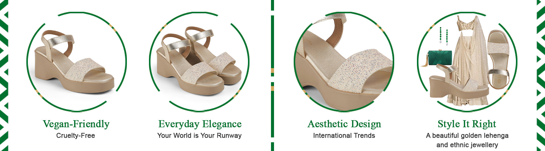 Tresmode Glit Gold Women's Dress Wedge Sandals - A+ Content