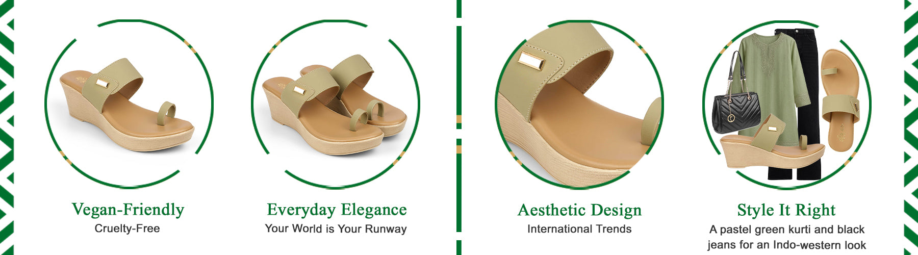 Tresmode Kannes Green Women's Dress Wedge Sandals - A+ Content