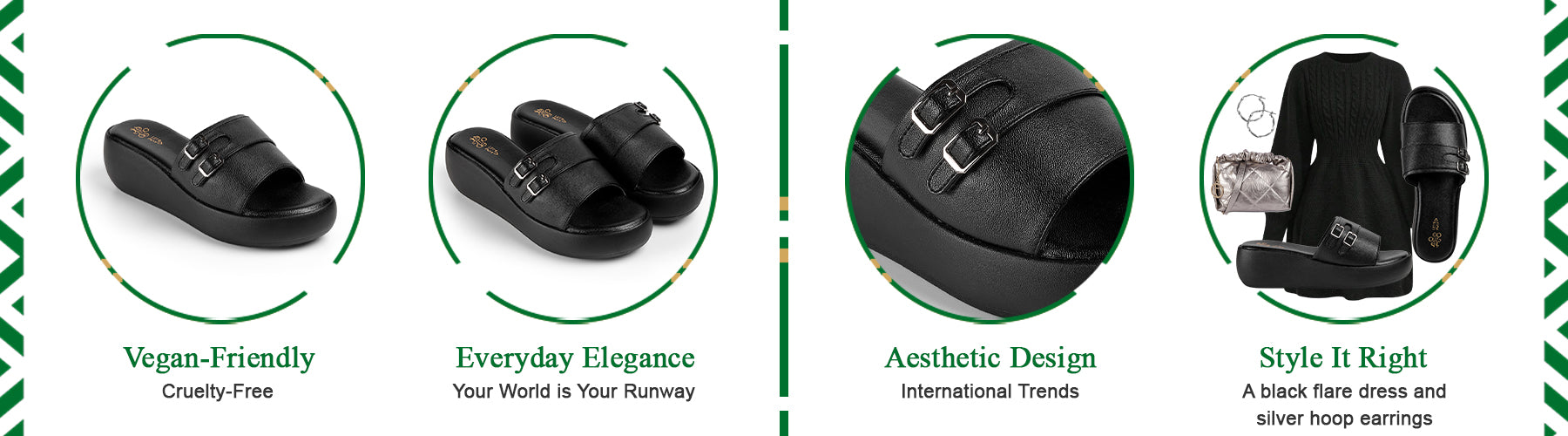 Tresmode Menton Black Women's Casual Wedge Sandals - A+ Content