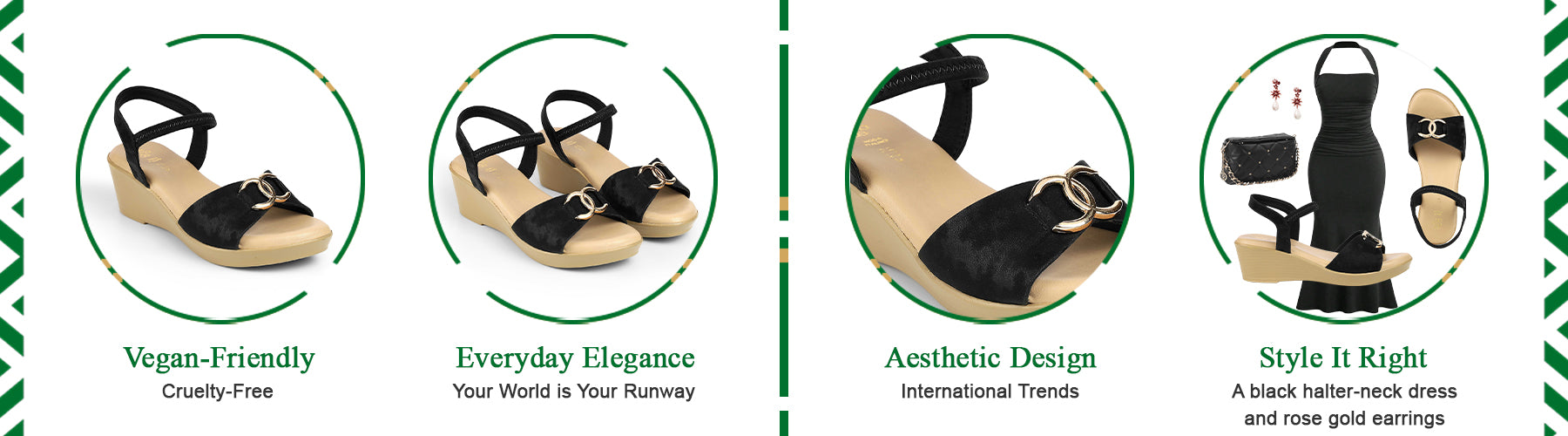 Tresmode Rerun Black Women's Dress Wedge Sandals - A+ Content