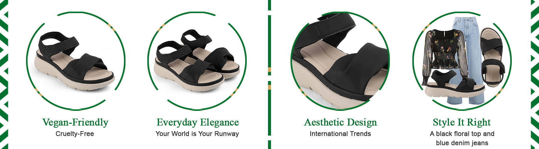 Tresmode Teron Black Women's Casual Wedge Sandals - A+ Content