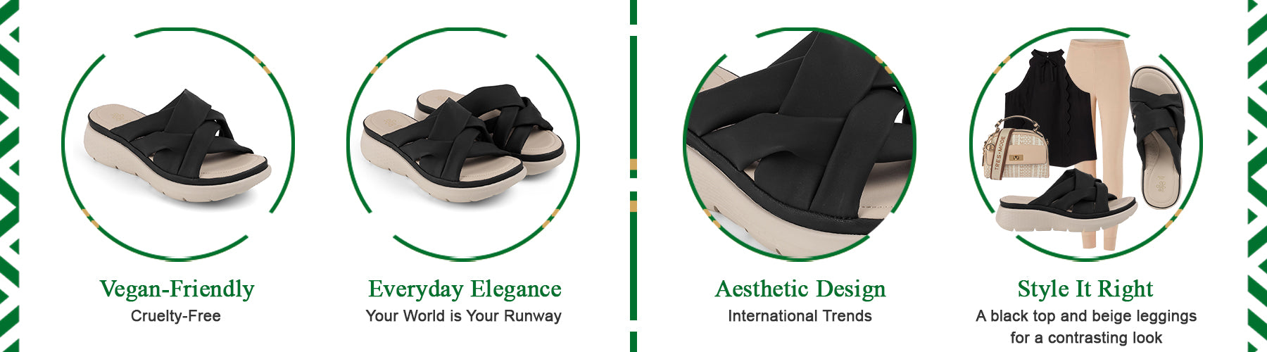 Tresmode Wish Black Women's Casual Wedge Sandals - A+ Content