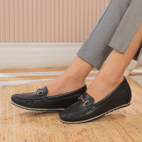 The Yonor Black Women's Dress Wedge Loafer Tresmode