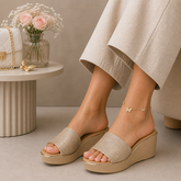 Tresmode Alake Gold Women's Dress Wedge Sandals