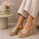 Tresmode Alake Gold Women's Dress Wedge Sandals