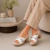 Tresmode Albanny White Women's Dress Block Heel Sandals