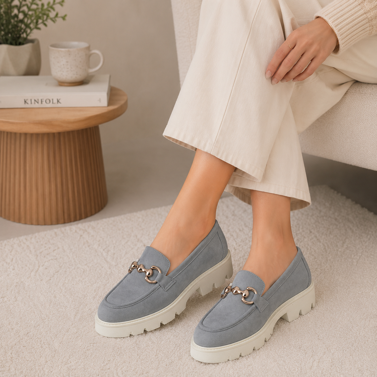 Tresmode Anv Platinum Women's Casual Chunky Sole Loafers