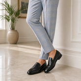 Tresmode Cosc Black Men's Leather Penny Loafers