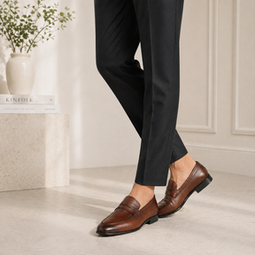 Tresmode Cosc Brown Men's Leather Penny Loafers