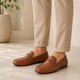 Tresmode Event Tan Men's Leather Driving Loafers