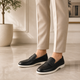 Tresmode Ferra Black Men's Leather Driving Penny Loafers