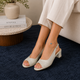 Tresmode Flir Cream Women's Dress Block Heel Sandals