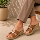 Tresmode Flowedge Tan Women's Dress Wedge Sandals