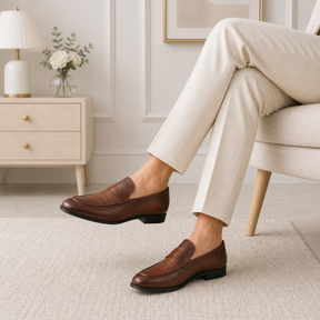 Tresmode Hawk Tan Men's Leather Penny Loafers