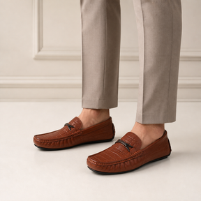 Tresmode Hummer Tan Men's Leather Driving Loafers