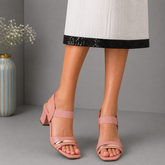 Tresmode Jive Pink Women's Dress Block Heel Sandals