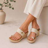 Tresmode Kannes Cream Women's Dress Wedge Sandals