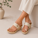 Tresmode Kannes Cream Women's Dress Wedge Sandals