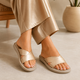 Tresmode Lalita Gold Women's Casual Platform Flats