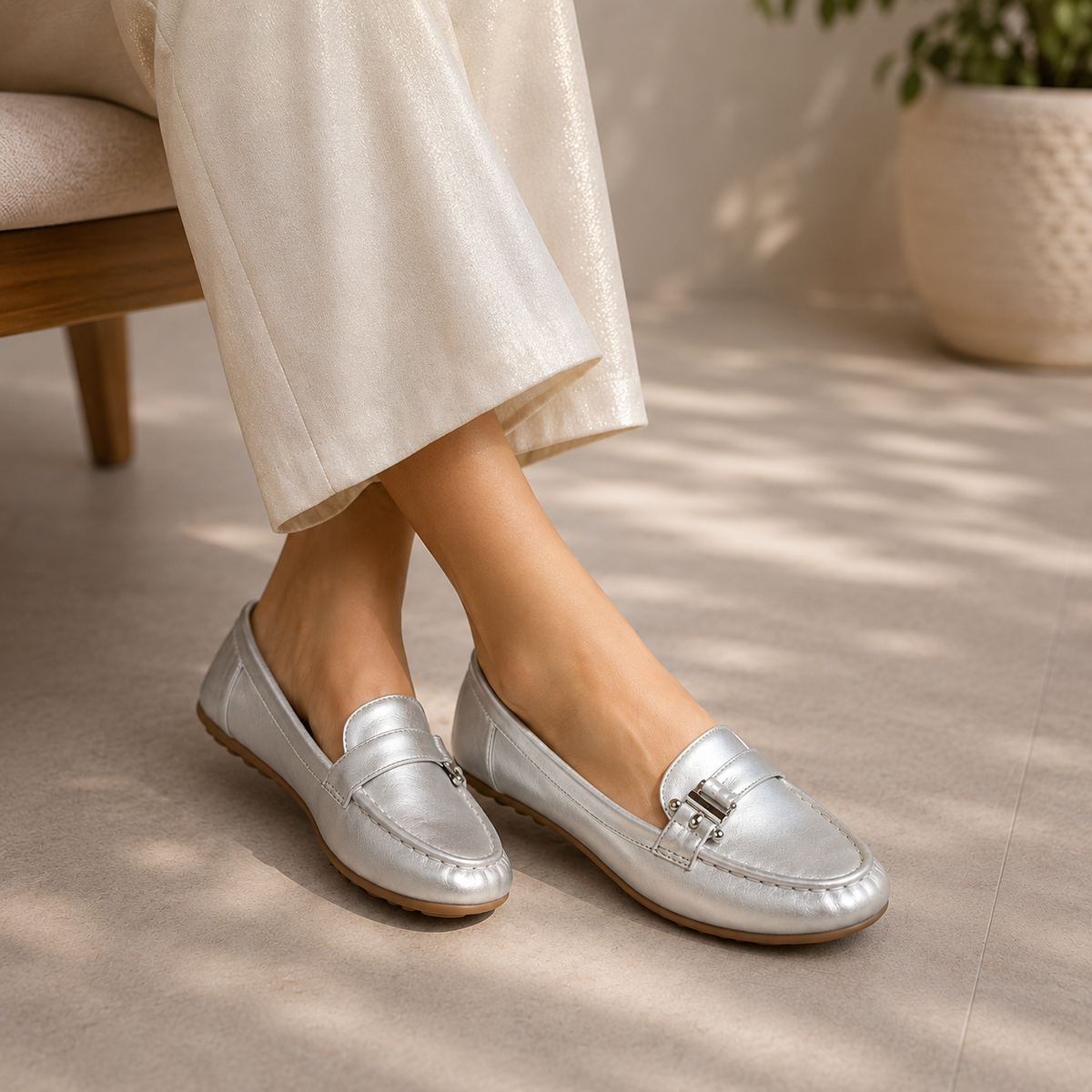 Tresmode Marcel Silver Women's Dress Loafers