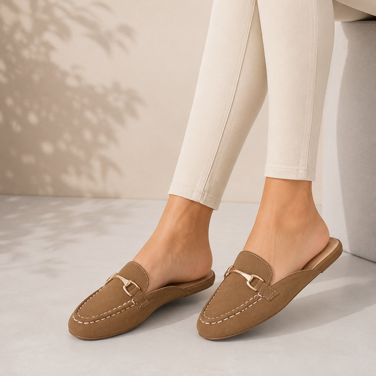 The Melip Beige Women's Dress Mules Tresmode
