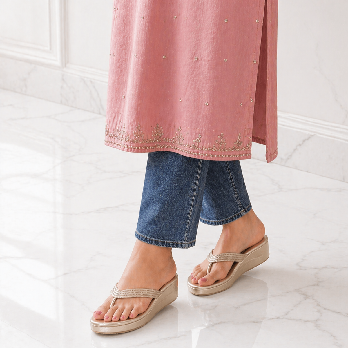 Tresmode Pary Beige Women's Dress Wedge Heel Sandals