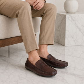 Tresmode Ric Brown Men's Leather Penny Loafers