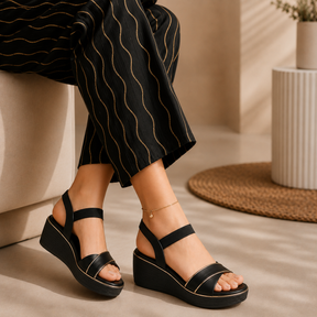 Tresmode Sandro Black Women's Dress Wedge Sandals