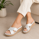 Tresmode Sergio White Women's Dress Wedge Sandals