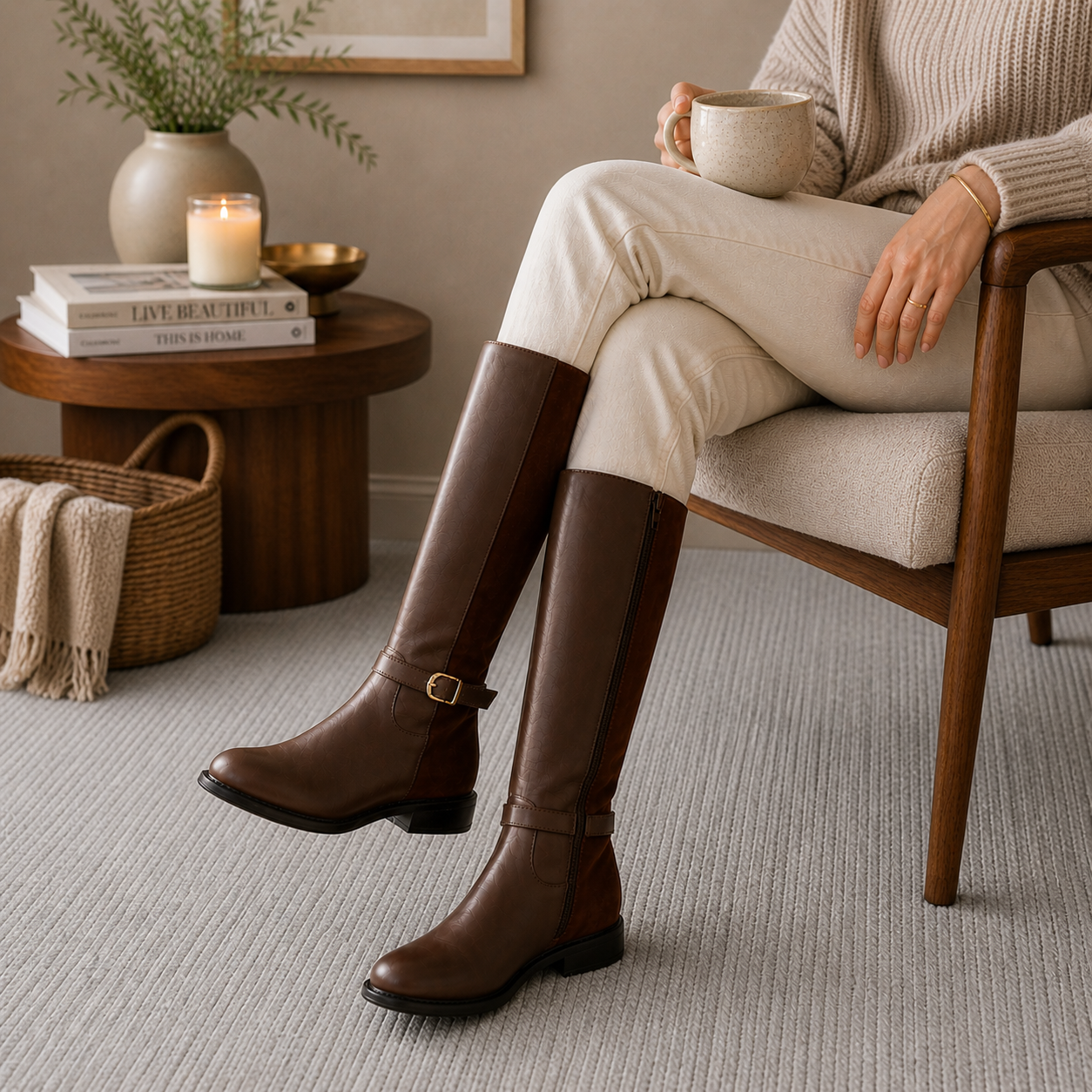 Tresmode Stick Brown Women's Knee-length Boots