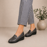 Tresmode Sugar Grey Women's Casual Wedge Loafers