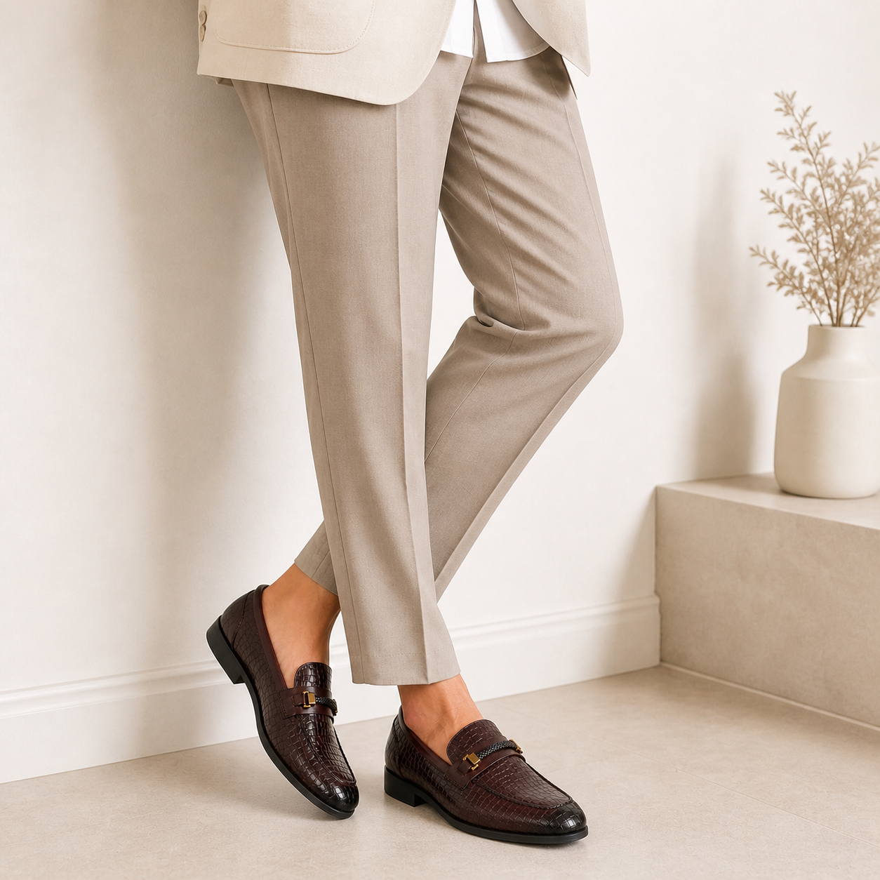 Tresmode Sweb Brown Men's Leather Loafers