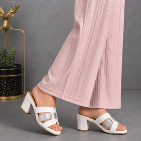 Tresmode Tosilo White Women's Dress Block Heel Sandals