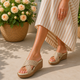 Tresmode Tulsa Cream Women's Dress Wedge Sandals