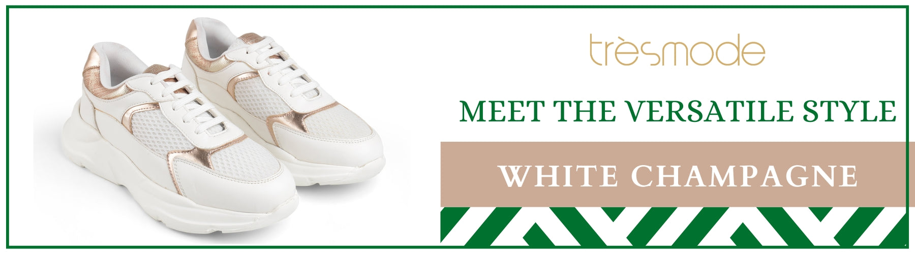 Tresmode White Champagne Women's Sneakers - A+ Content
