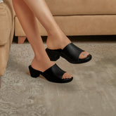 The Brixyed Black Women's Casual Block Heel Sandals Tresmode
