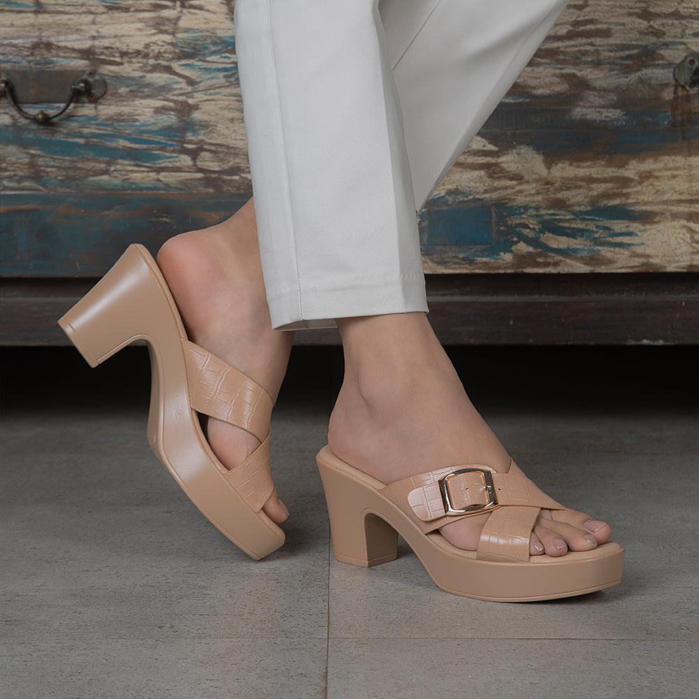 The Argentia Beige Women's Dress Block Heel Sandals Tresmode - Tresmode
