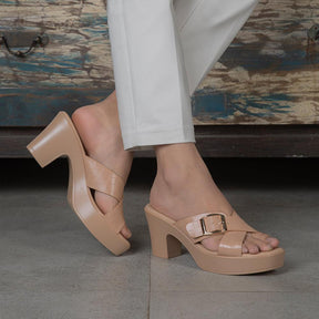 The Argentia Beige Women's Dress Block Heel Sandals Tresmode - Tresmode