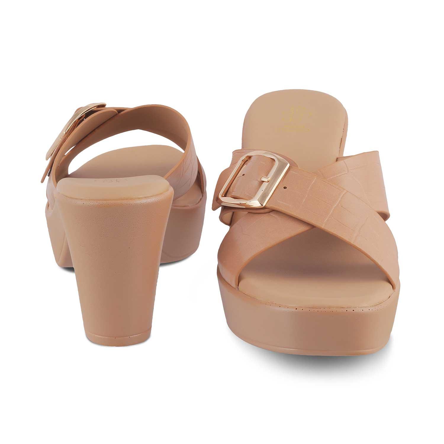 The Argentia Beige Women's Dress Block Heel Sandals Tresmode - Tresmode