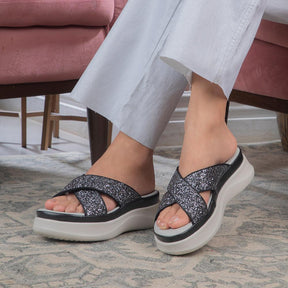 The Tonned Black Women's Dress Wedge Sandals Tresmode - Tresmode