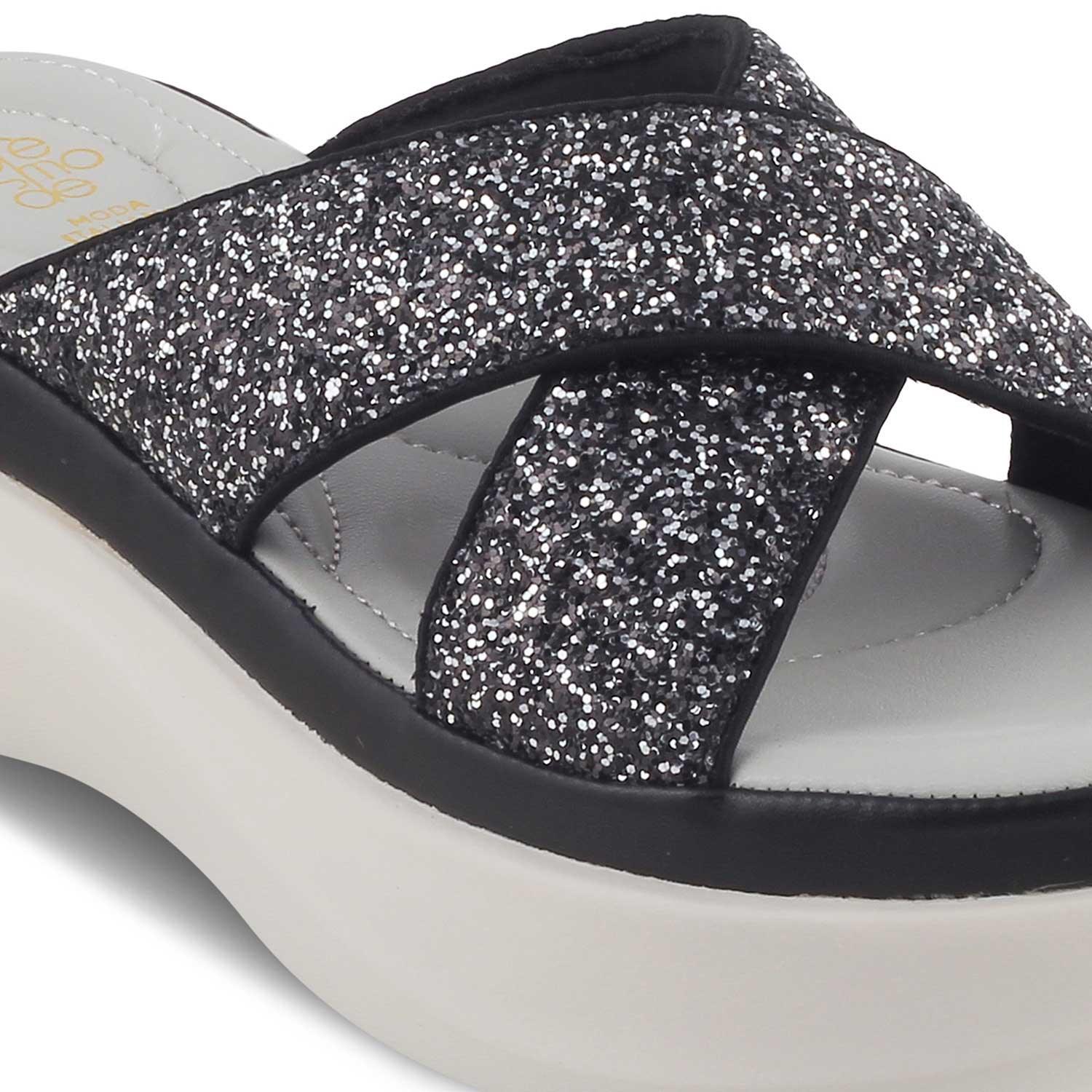 The Tonned Black Women's Dress Wedge Sandals Tresmode - Tresmode